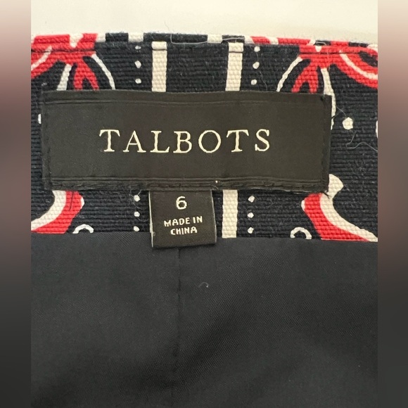 Talbots paisley handkerchief red white and blue mini  pencil skirt size 6 EUC - Picture 6 of 6
